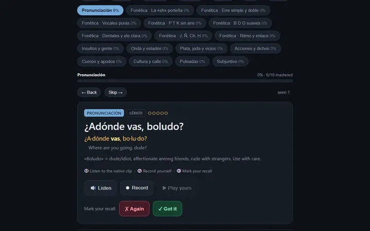 Acento: Argentine Spanish accent trainer