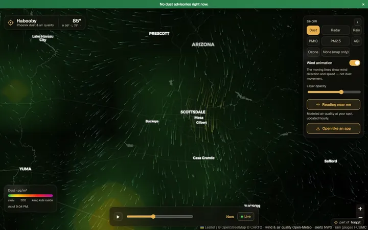 Habooby: live dust and air-quality map of Phoenix